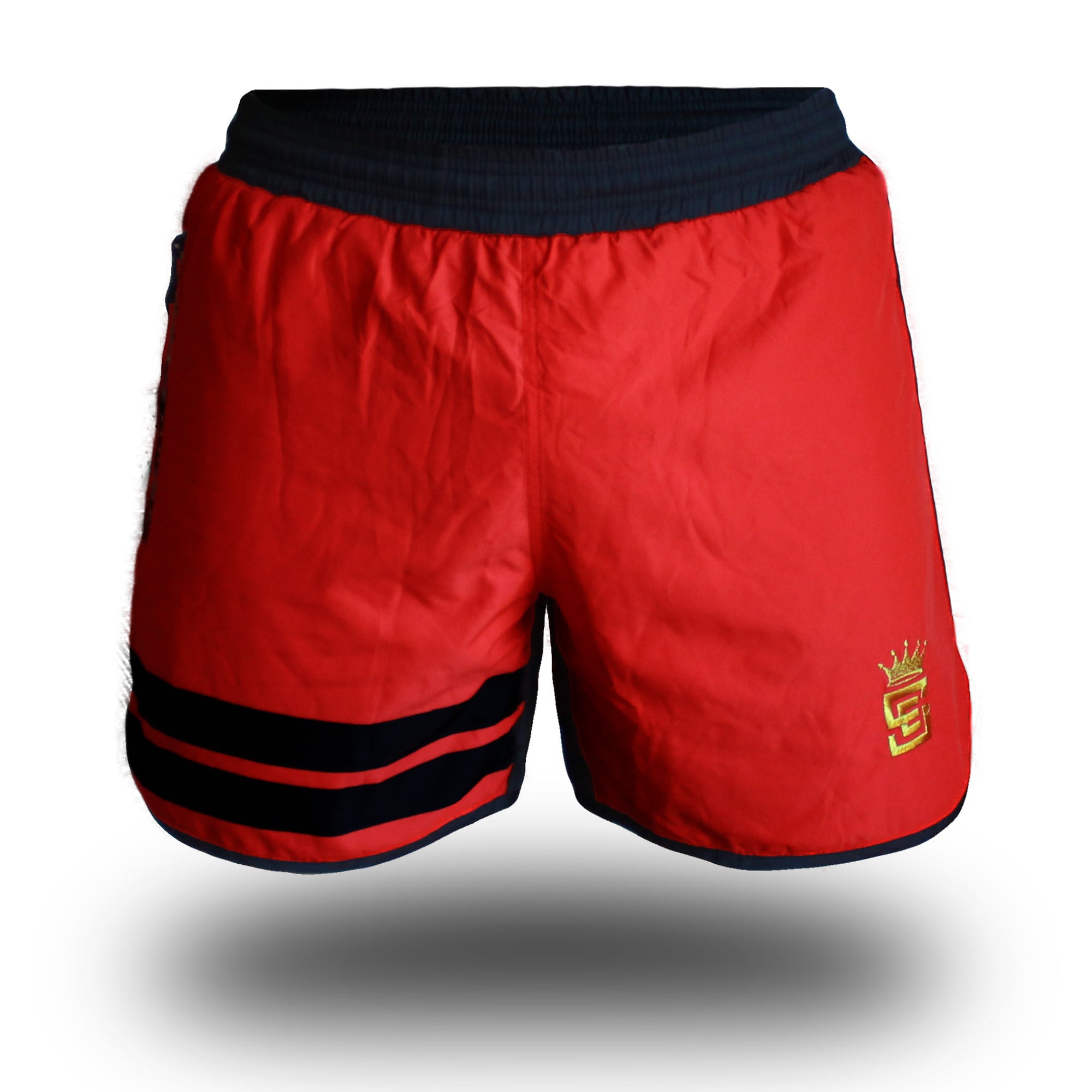 mens get shorty shorts orange/black front