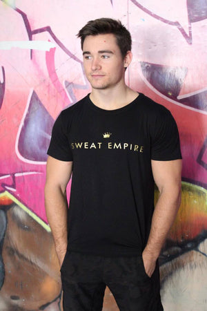 Mens Limited edition black and gold strength tee front