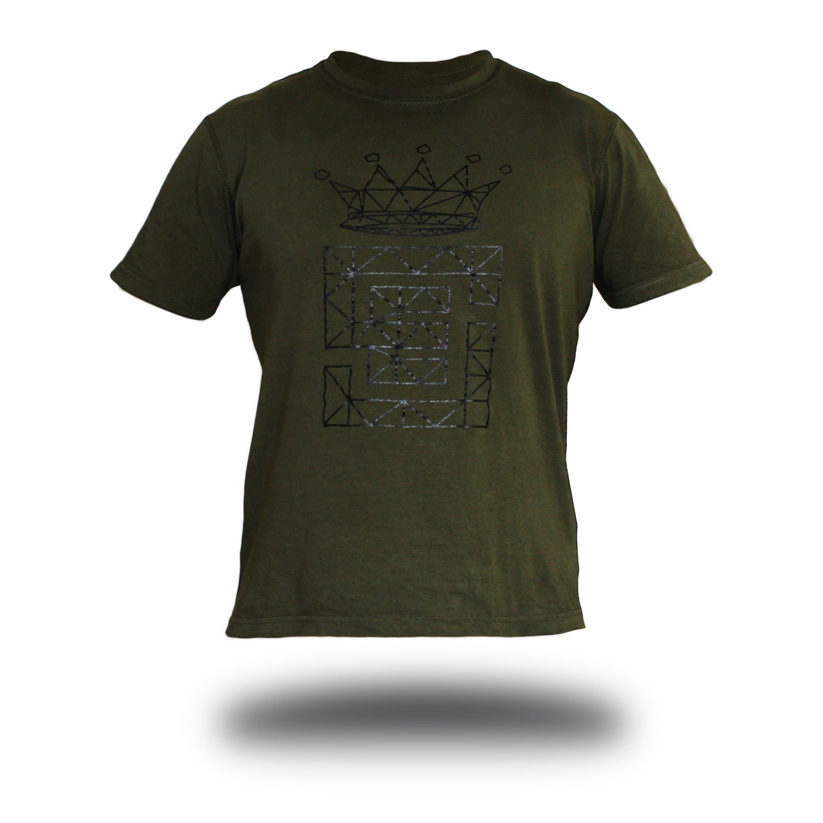 Unisex Olive Tee black wire frame print front