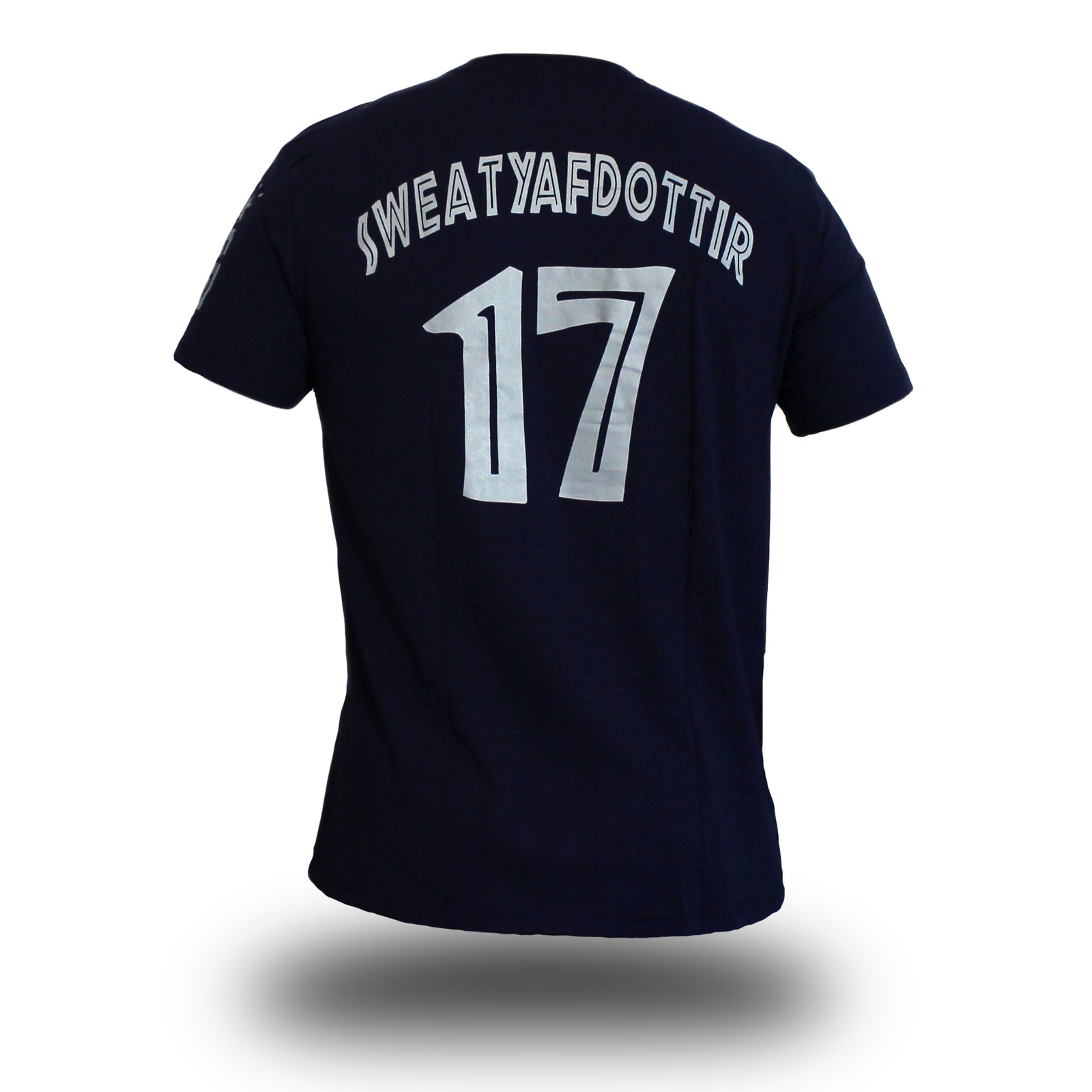 Unisex sweatyafdottir tee navy back